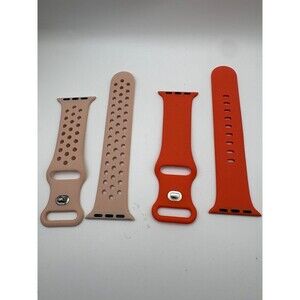 Apple Watch Sport Band Set - Pink Sand Nike Style & Orange Silicone